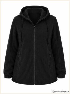 Plus Size Fleece Jacket Zip Up Hoodie Lightweight Warm Coat Casual